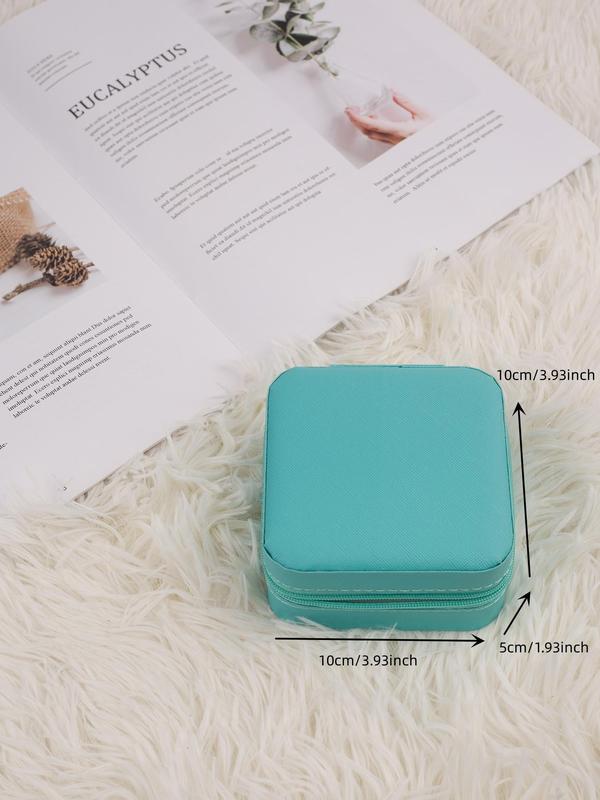 Portable Vacation Essentials Jewelry Storage Box with Zipper, Summer 2025 Square Multi-grid Travel Makeup Organizer, Women's Jewelry Bag 7