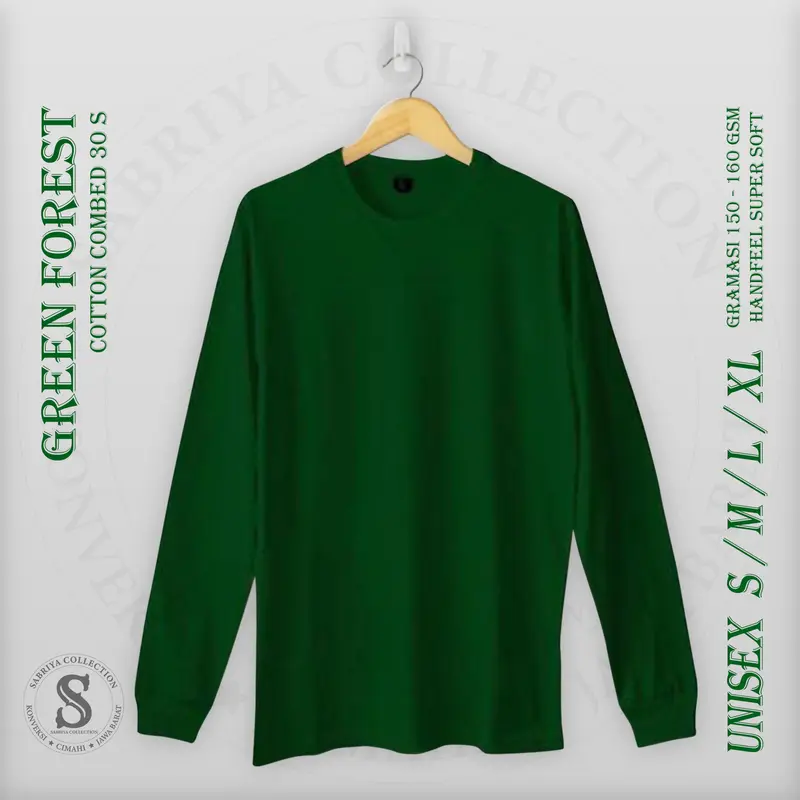 Kaos Polos uk S M L XL XXL lengan panjang Panjang 30s Pria/Wanita Katun Combed 30s Couple Tebal Lembut Nyaman Pasangan  Distro Wanita Baju Oblong Atasan Dewasa Tangan Oversize Celana Setelan Pendek 7