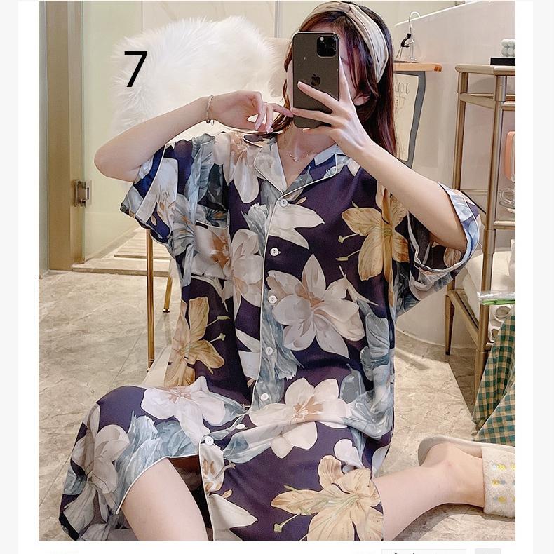 ️ Váy Sơ Mi Nữ Dài ️-  Váy ngủ nữ, đồ mặc nhà dài tay lỡ phong cách Hàn Quốc B68 6