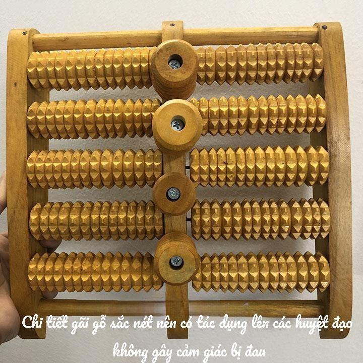 Bàn lăn mát xa chân bằng gỗ 5 hàng có 4 trục xoay Massage