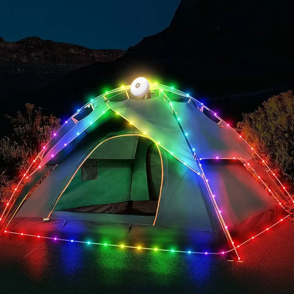 Glyiany_ Waterproof Tent Light Portable Rechargeable Camping Fairy Lights for Outdoor Tent Decoration High Brightness Led Strip with Magnetic Usb Waterproof Ip44