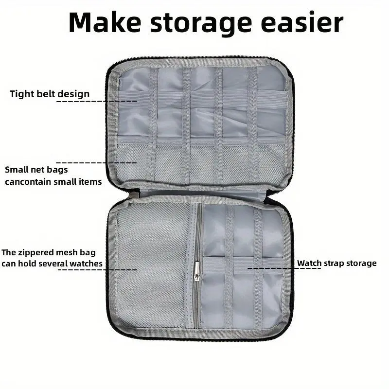 Watch Band Organizer Case, 1 Count Portable Travel Watch Band Storage Bag with Zipper, Organizing Watchband Holder Case for Indoor & Outdoor 2