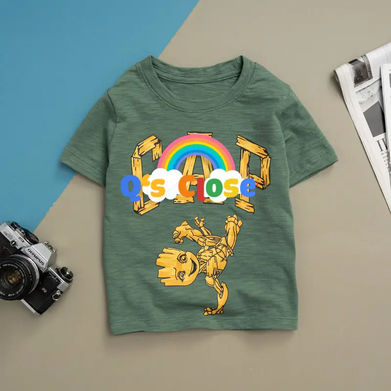 [Q's Closet] Áo thun cổ tròn năng động in hoạt hình cho bé 11-54kg co giãn mềm mịn, thoáng mát thấm hút mồ hôi 4 màu 8