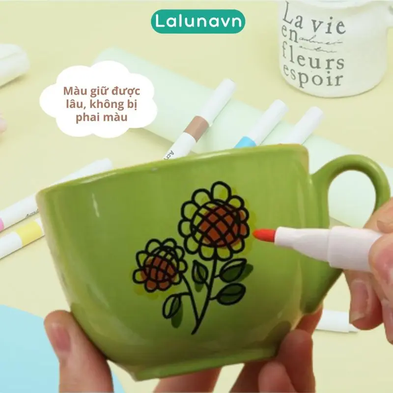 Bút Màu marker Acrylic sơn đánh dấu Lalunavn nhiều mực hơn bộ 12/24/36/48/60m hộp nhựa xách tiện dụng B196 7