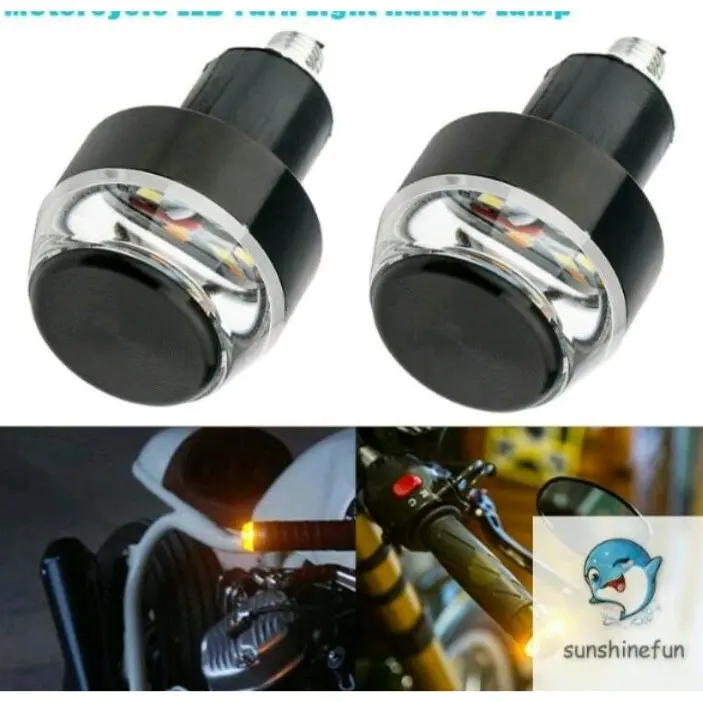BỘ 2 CÁI ĐẦU GÙ TAY LÁI XE MÁY CÓ ĐÈN XIN NHAN TÍN HIỆU SÁNG 2 MÀU TRẮNG VÀ VÀNG CỰC ĐẸP