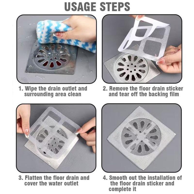 Disposable Drain Cover, 20pcs/box Hair Catcher Mesh Sticker for Shower, Sink, Bathtub, Kitchen, Easy Hair & Debris Prevention, Bathroom Gadgets 4