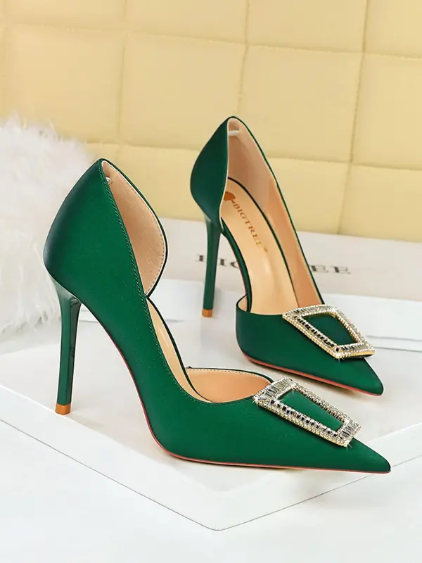 Women's Elegant Rhinestone Decorated High Heel Shoes, 2024 New Style Fashionable Pointed Toe Pumps for Party, Daily Clothing Decor for Women & Girls 1