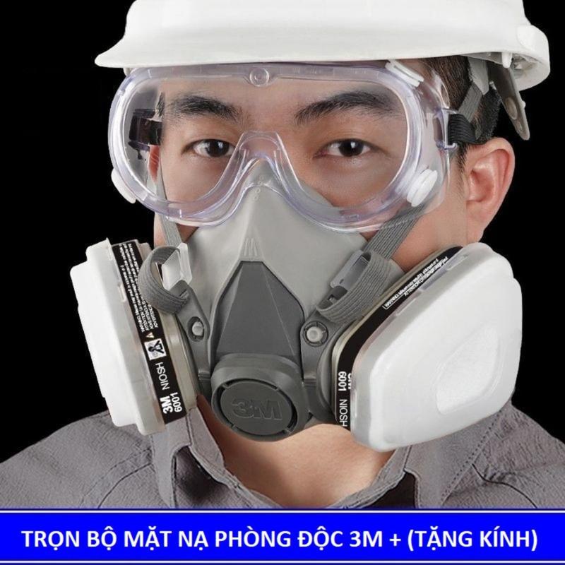 Bộ Mặt Nạ Phòng Chống Lọc Độc 3M6200 sử dụng phin lọc 6001 Tiếng Anh và 01 Kính Bảo Vệ Mắt Cao Cấp, Chuyên dùng Chống Bụi mịn PM2.5, Phòng Độc, Chống Khói, Thoát Hiểm, Đám Cháy Gia Đình, Toà Nhà Chung Cư, Karaoke