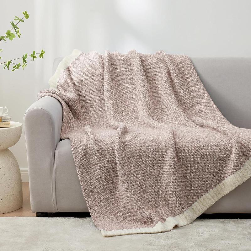 Product Introduction of Solid Color Throw Blanket, 1 Count Reversible Soft Knitted Blanket, Warm Cozy Knit Fuzzy Plush Lightweight Throws for Sofa, Bed, Camping, Picnic 8