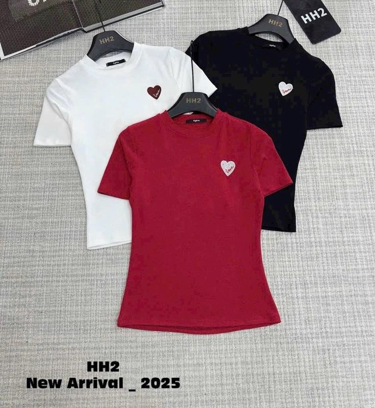 Product Introduction of Áo thun nữ cổ tròn tay ngắn thêu logo trái tim, from tôn dáng chất cotton mềm mịn Women 14