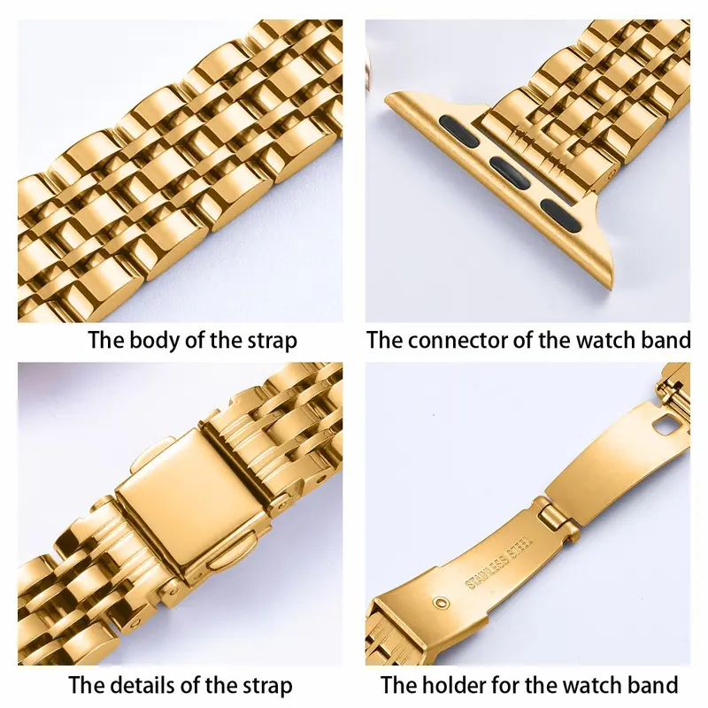 Stainless Steel Smart Watch Band Compatible with Apple Watch (Band Only), Business Smart Watches Band for Women, Fashion Wearable Smartwatch Accessories Compatible with iWatch Series, Valentine's Day Gift 3