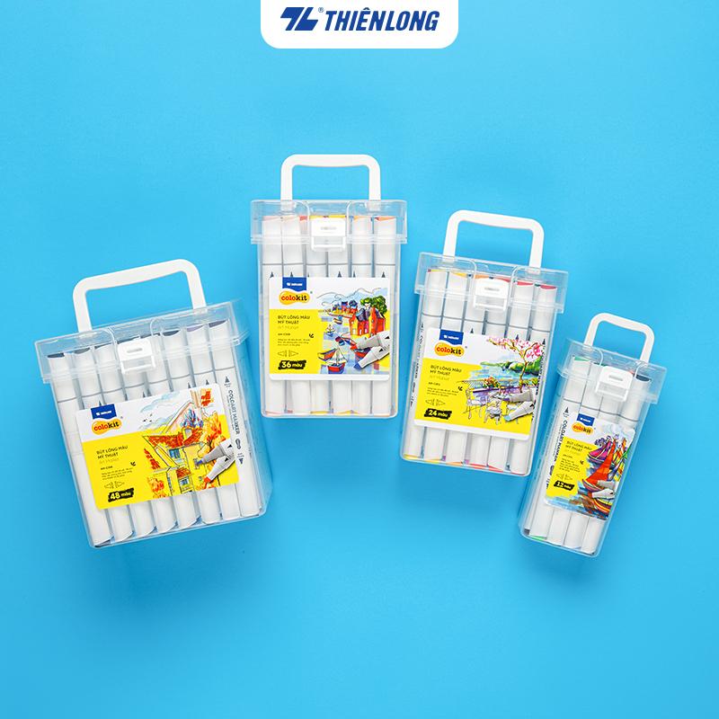 Bút lông màu mỹ thuật 12 24 36 48 màu Art Marker Thiên Long Colokit - Bút dạ 2 đầu 6mm và 1mm mực tươi sáng
