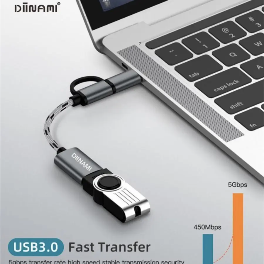 KABEL ADAPTOR OTG FEMALE USB TO TYPE C MICRO USB 2 IN 1 BEST QUALITY Storage Putih