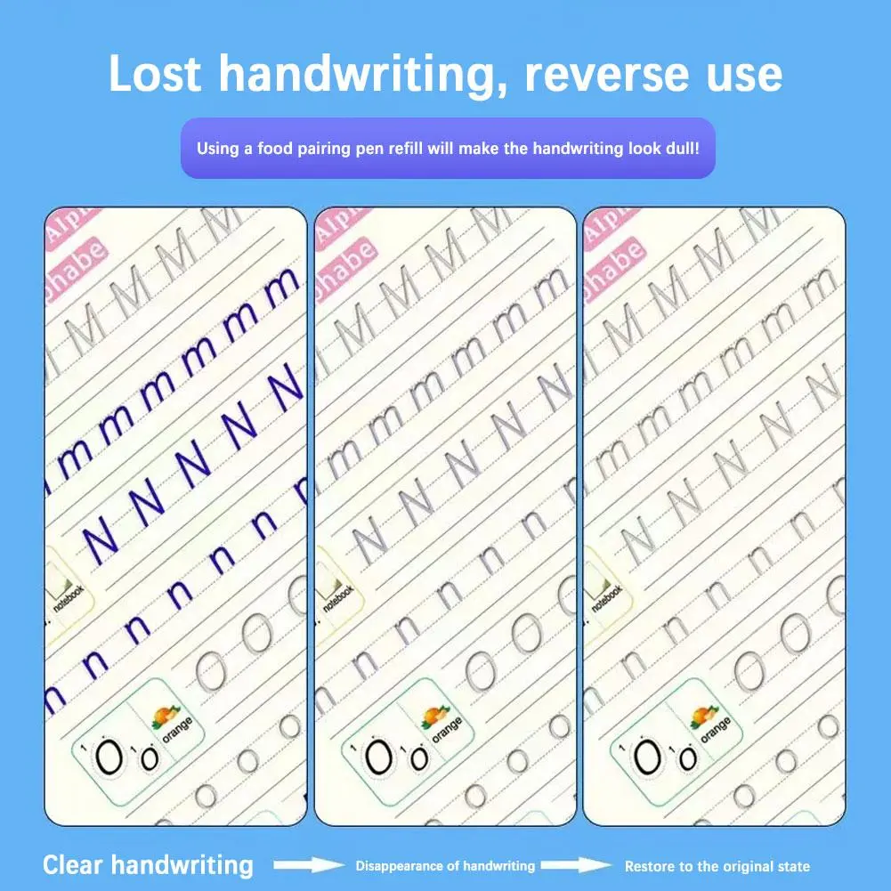 4 Book/Set Sank Magic Practice Writing Book Full English Children's Groove Copybook Reusable K2V6