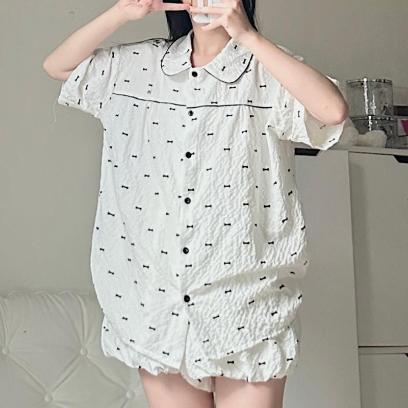 Jemcloset Bộ đồ ngủ nữ đồ mặc nhà Jemcloset ,chất vải Đũi gạo Hàn mịn thoáng mát form dáng rộng thoải mái KORI - 8184