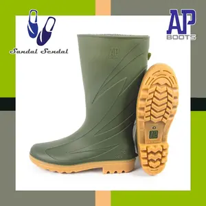 Sepatu Boot Tinggi AP 2017 AP Boots Hijau Tua Karet Lokal Anti Air & Slip Lentur Perkebunan Shoes