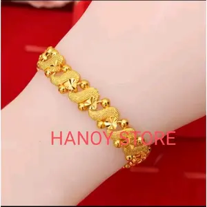 GELANG TANGAN MOTIF HONGKONG PERHIASAN WANITA DEWASA GELANG HONGKONG MODEL EMAS 24K ANTI KARAT ANTI LUNTUR-