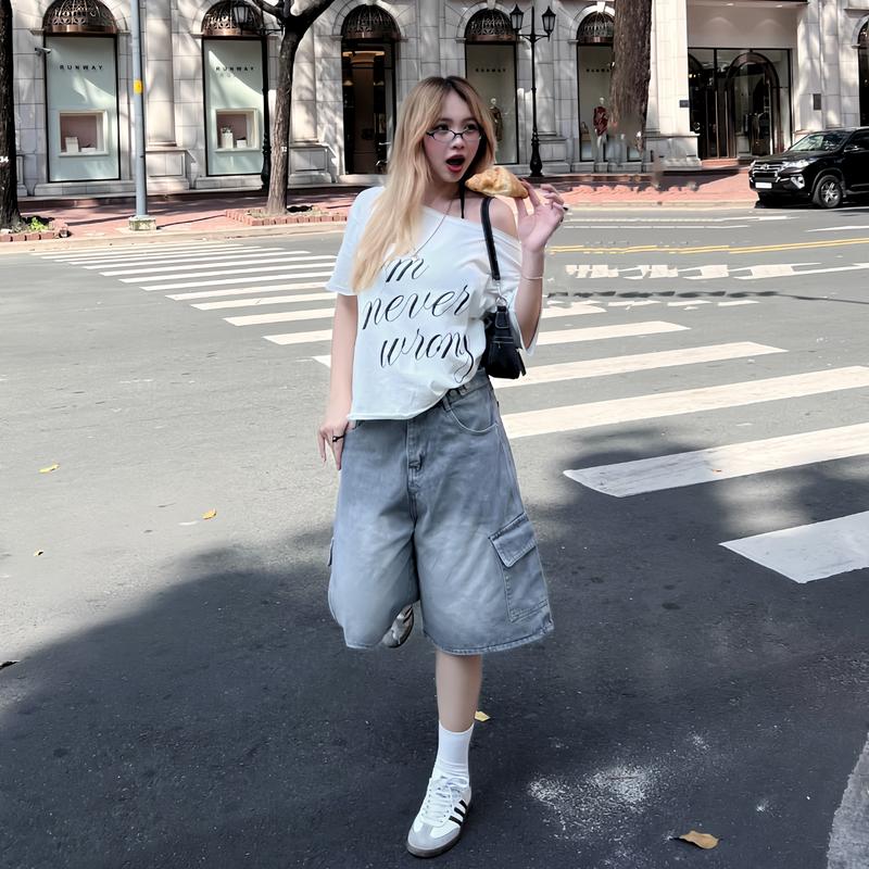 [SJ01] Quần JEAN SHORT LỬNG Cạp Đính Cúc Vải Denim Phong Cách Hàn Quốc Bycamcam 7