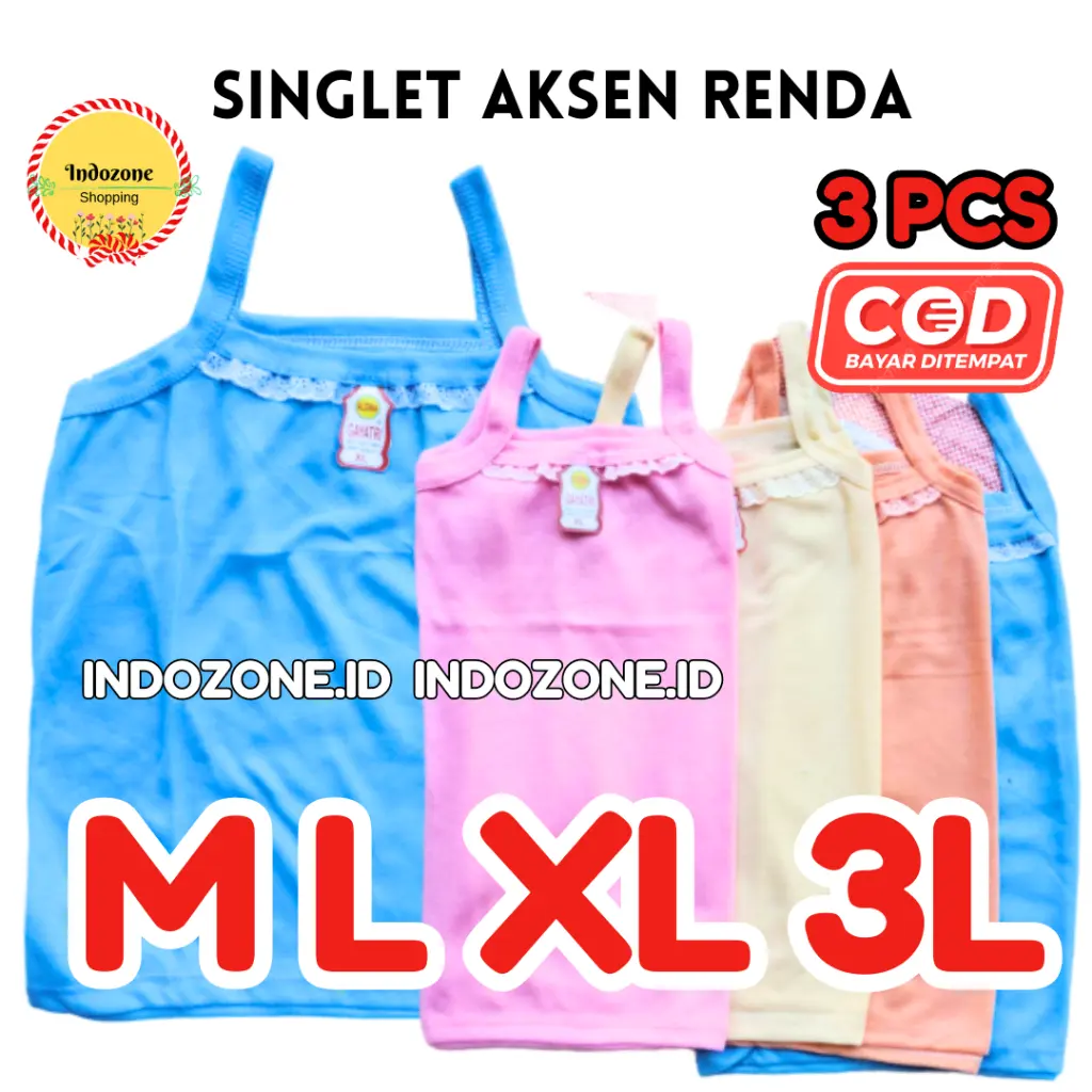 3 Pcs Kaos Dalam Cewek - Singlet Anak dan Remaja Perempuan Renda
