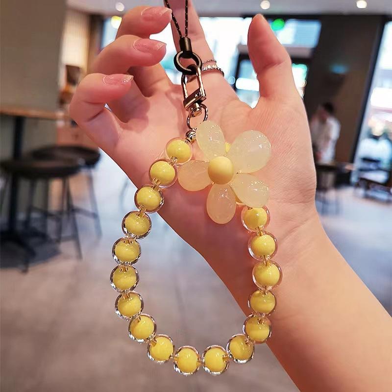 Dây Đeo Điện Thoại Di Động Thiết Kế Hoa Sử Dụng Kép Đầy Màu Sắc, Đính Cườm, Dây Đeo Tay Chống Thất Lạc, Làm Bằng Silicon, Thích Hợp Cho Điện Thoại Thông Minh Và Điện Thoại Di Động, Phụ Kiện 4