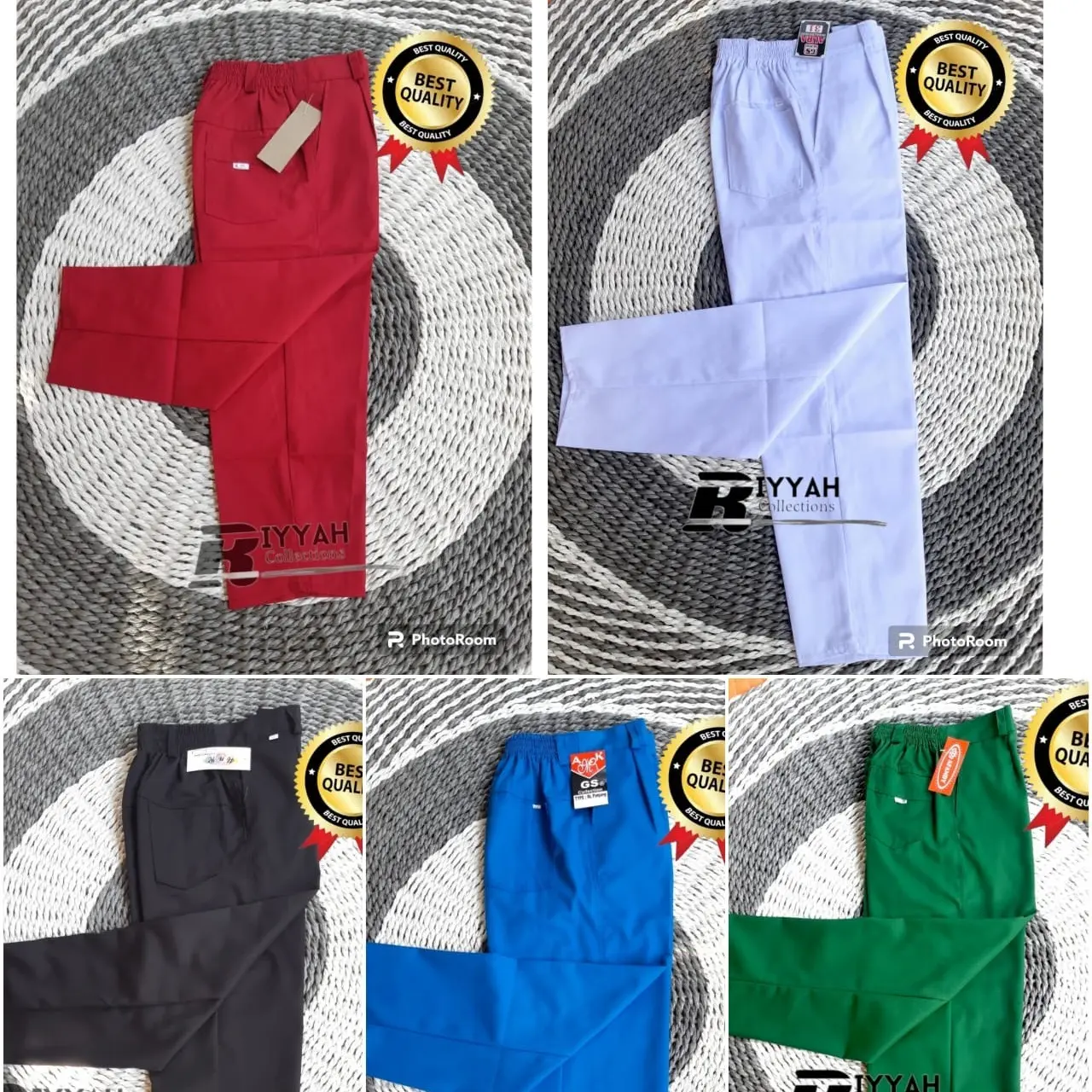 seragam sekolah celana panjang SD/MADRASAH/MI hitam/merah/putih/hijau/biru benhur/cokelat  kain drill tebal
