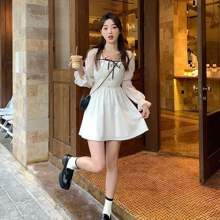 Newlan QZ078 sexy import kekinian pendek wanita korea dress /dress wanita casual dress/dress korean style/dress sexy import kekinian pendek wanita korea/dress pesta/gaun lengan bengkak/gaun vintage kasual/retro dress 2