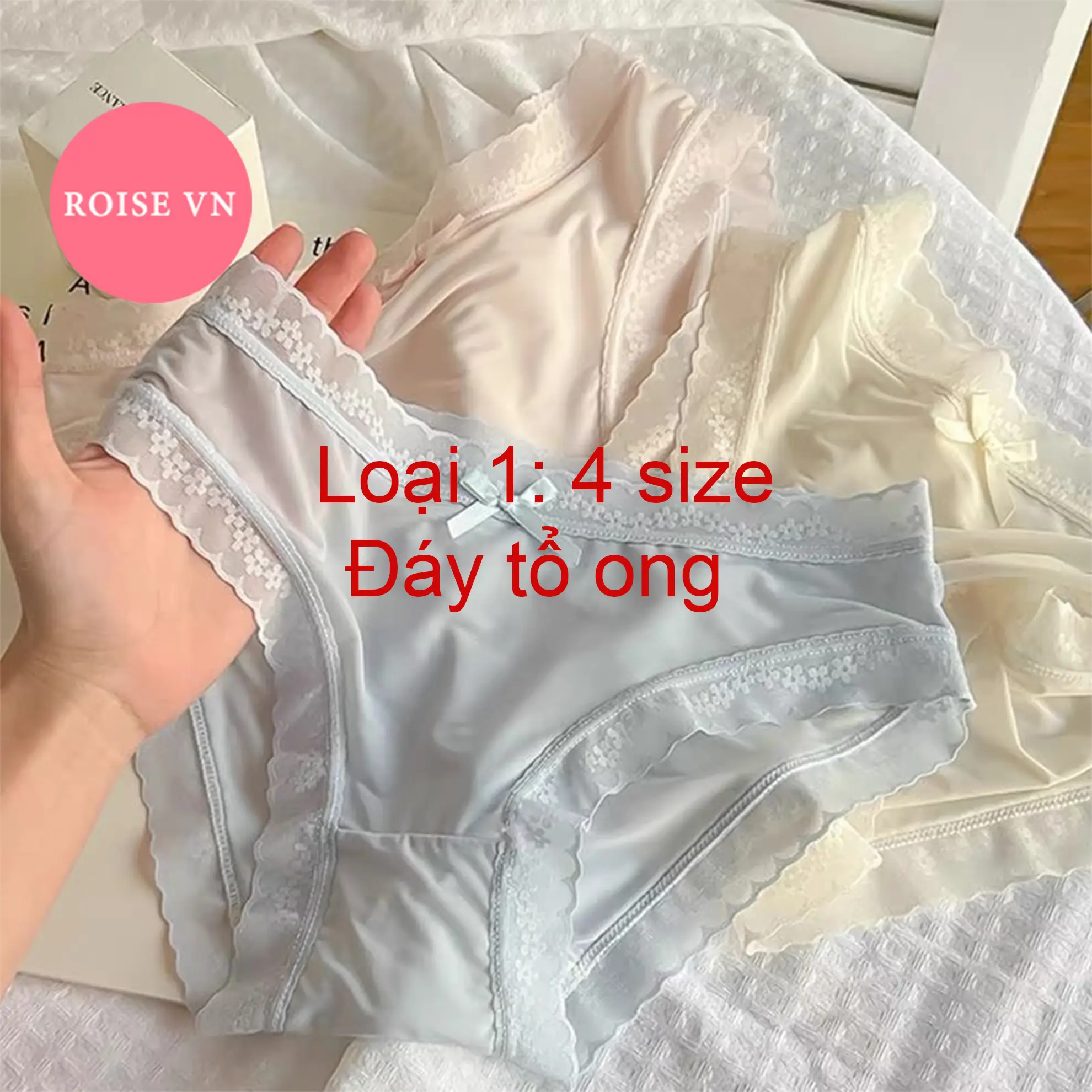 Set 10 Quần Lót Nữ Su Lụa Tàng Hình (Có Set 5) Viền Ren Đính Nơ Roisevn - Phong Cách Hàn Quốc - Nhiều Màu Sắc - Mã 1271 Women