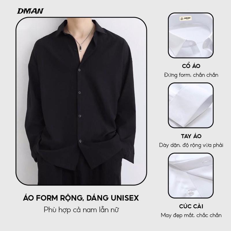 Áo Sơ Mi Nam Form Rộng Vải Lụa Hàn Phong Cách Hàn Quốc DMAN. Menswear Kate Tim Shirt 2