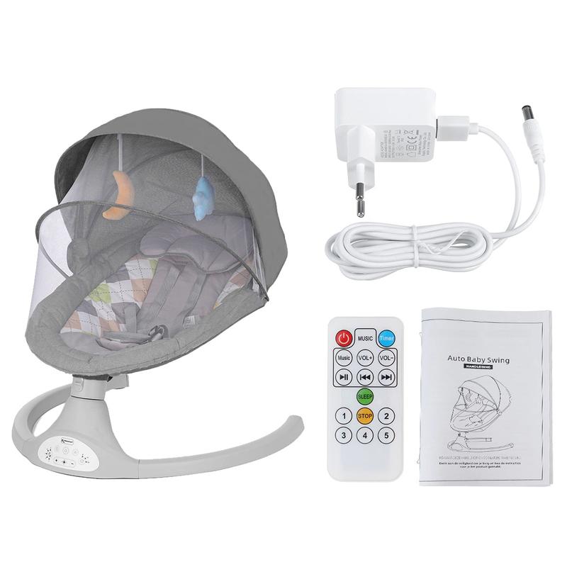 Product Introduction of Ghế bập bênh điện cho bé nôi điện cho em bé sơ sinh có nhạc - Màu Xám Voi 37