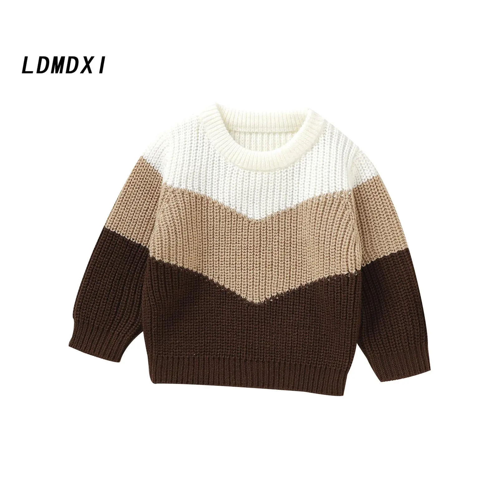 Baby Knit Sweaters Long Sleeve Contrast Color Pullover Sweatshirts