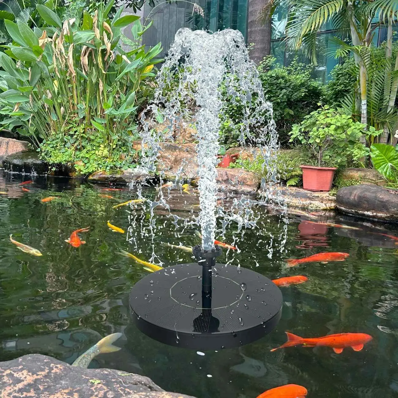 Solar Powered Fountain Pump, Solar Fountain Pump with Spray Head, Outdoor Fountain Pump for Pond, Swimming Pool, Garden & Fish Tank