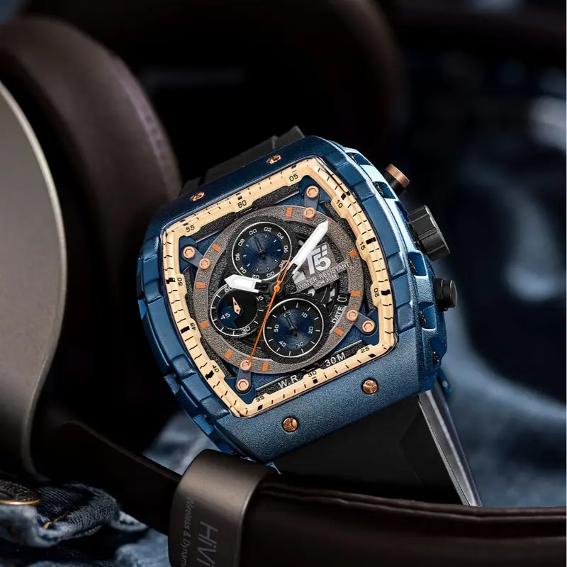 Jam Tangan T5 Original Eksekutiv 56G Rubber Strap Olahraga Kemewahan Chrono Aktif Black Blue Grey Multi Warna 1