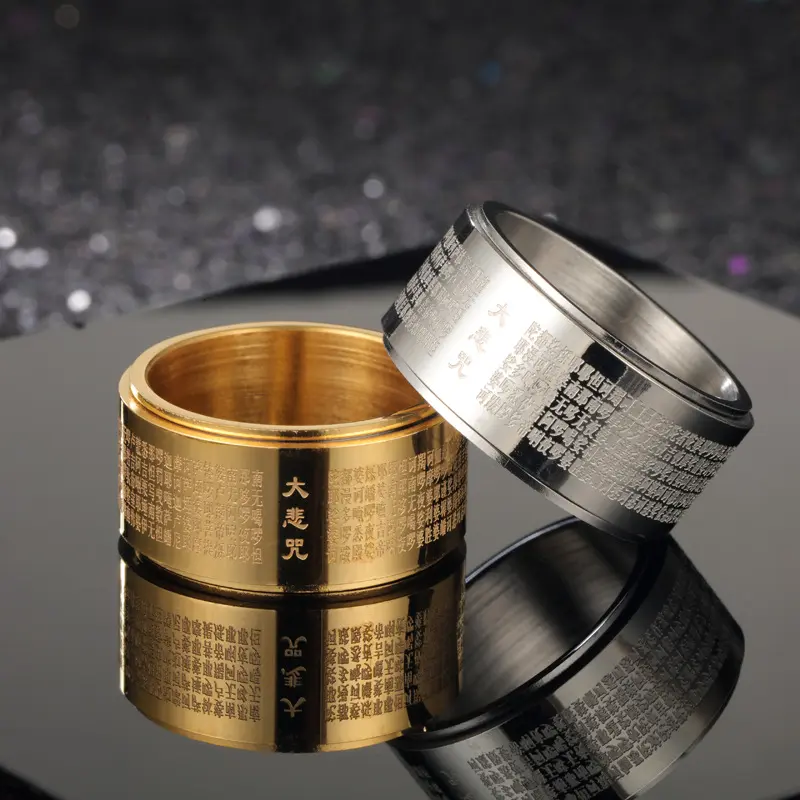 Nhẫn Kinh phật CHÚ ĐẠI BI phong thủy Titan