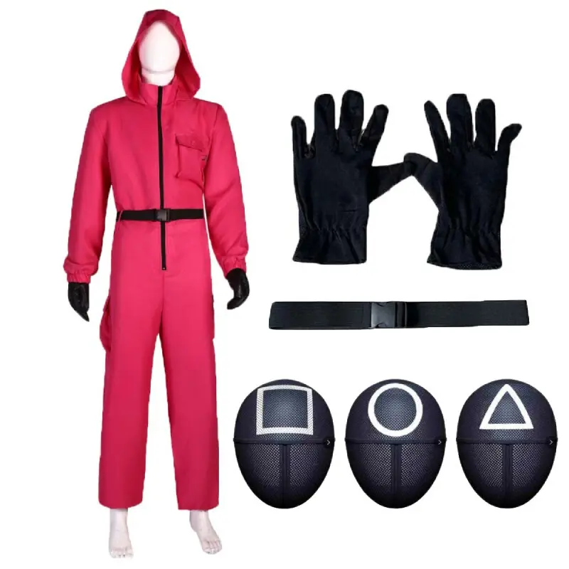 Squid Game Guard Cosplay Halloween Costume Pink Jumpsuit Rol - TikTok