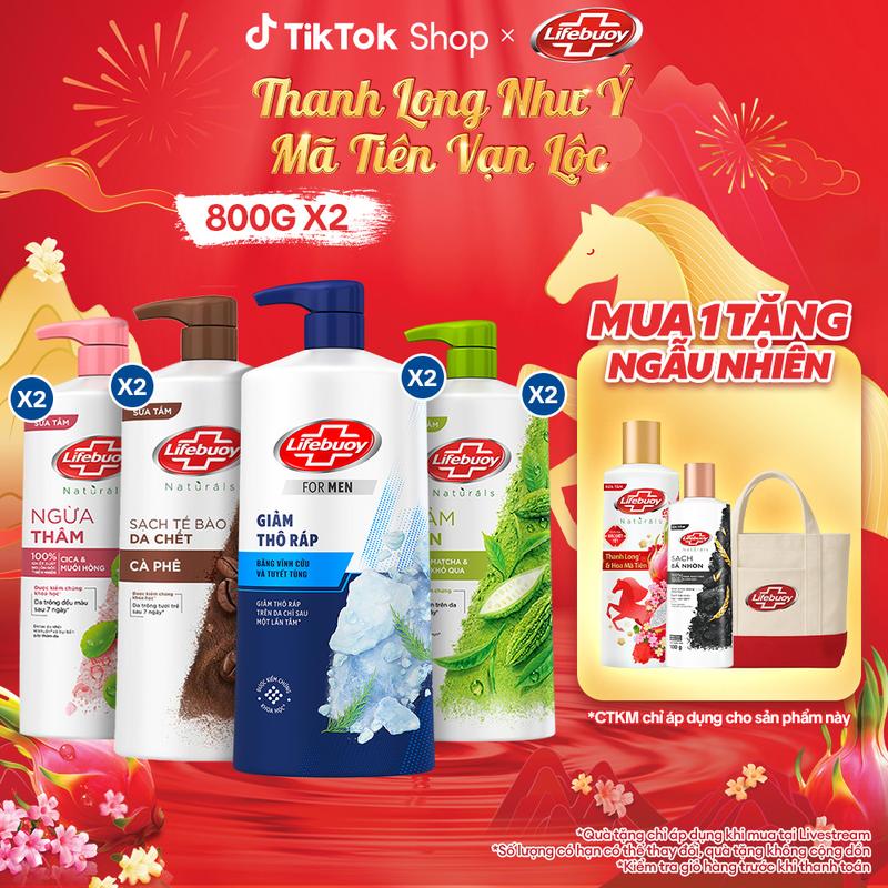 FS Combo 2 Sữa tắm Lifebuoy Chăm Sóc Chuyên Sâu giúp detox sạch sâu và giảm mụn trên da 800g x2 3