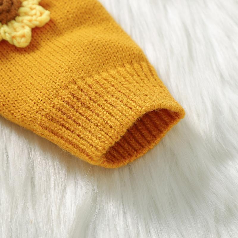 Product Introduction of Baby Girls Fashion Knitted Sweater Casual Warm Sunflower Long Sleeve Button Cardigan Infant Knitwear for Toddler 42