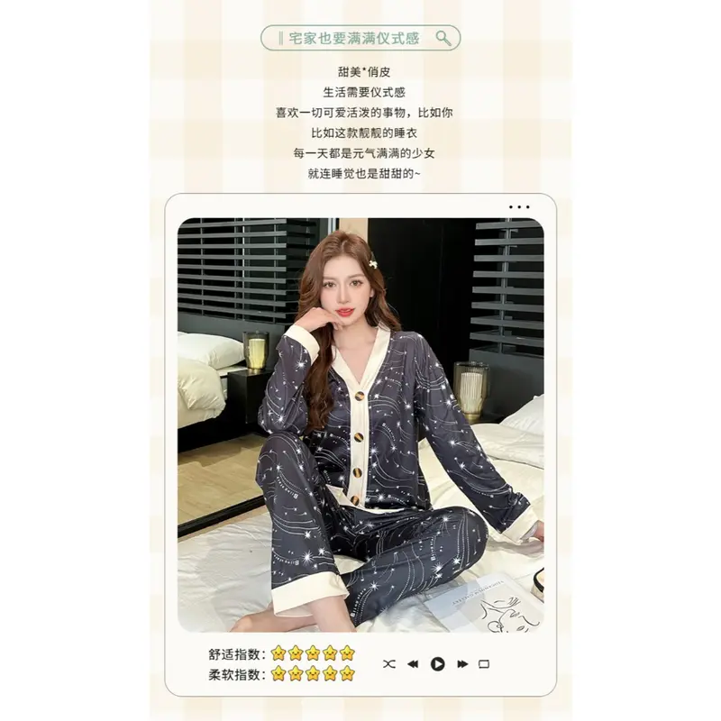 MELAR Piyama Jumbo Piyama Wanita Lengan Panjang Celana Panjang 4XL-6XL XXXXXXL Pajamas Elegan 5
