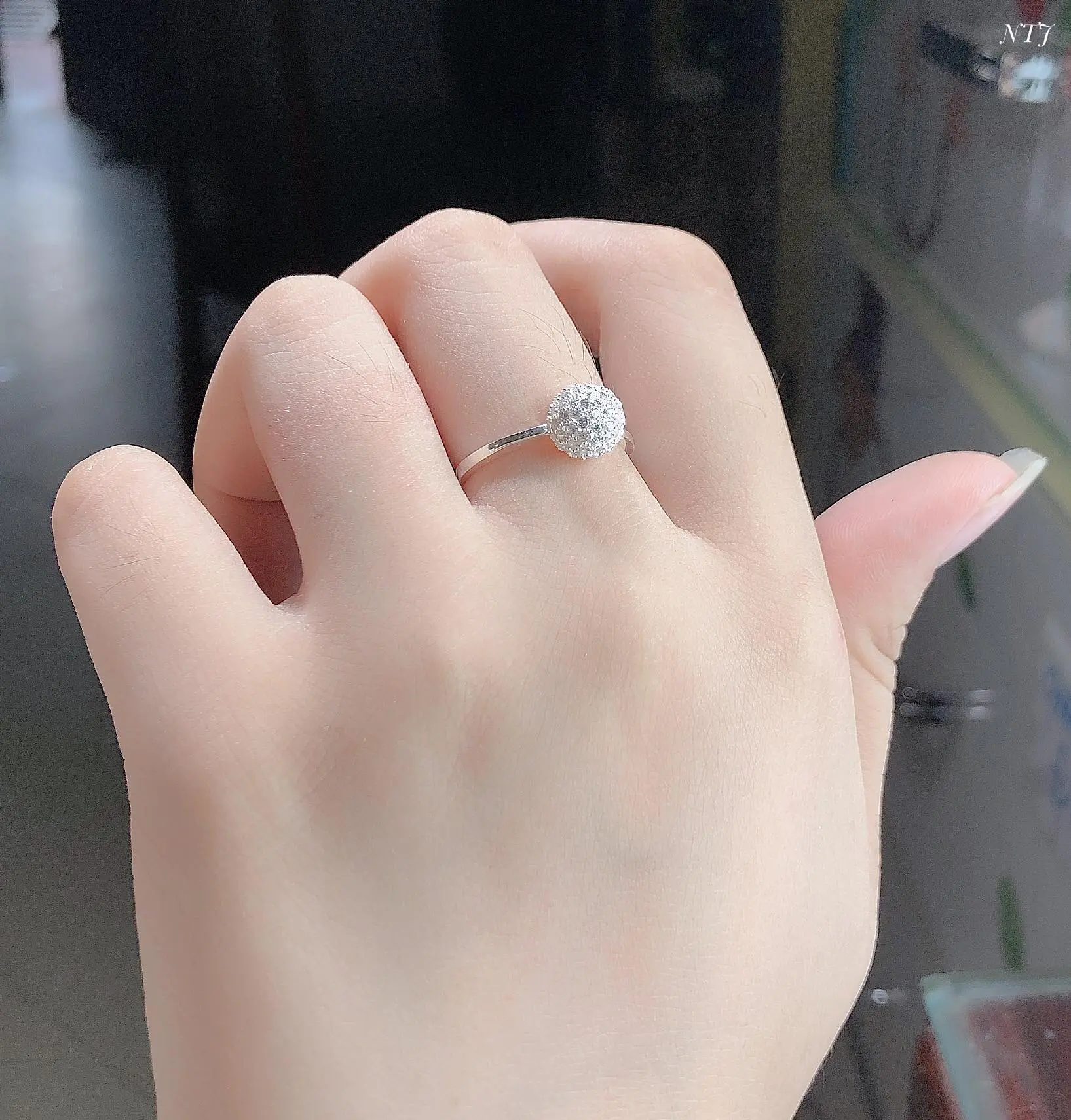 nhẫn cầu nấm đính đá - TBJ