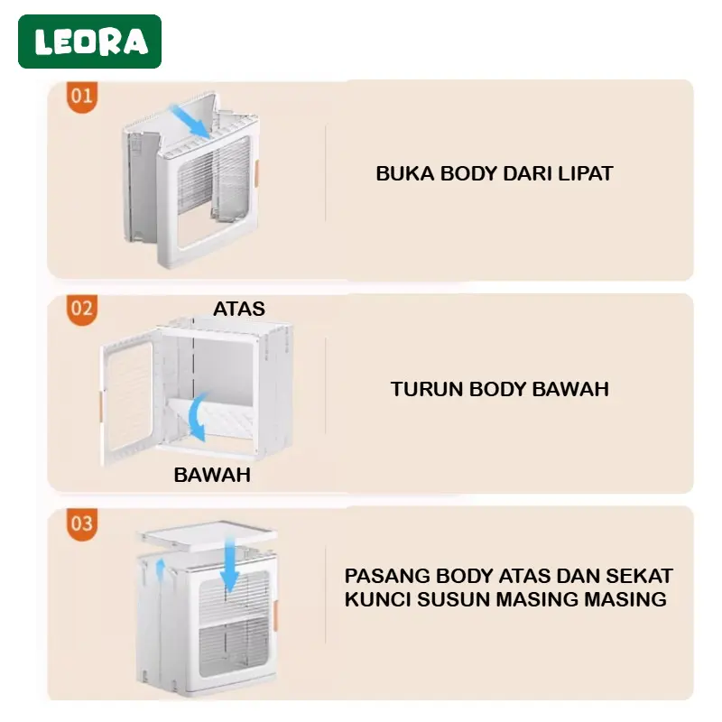 LEORA Lemari Lipat 1 SUSUN LEORA Lemari Pakaian Plastik Lemari Portable Lemari Plastik Susun Rak Sepatu Lemari Toilet Lemari Dapur Lemari Sudut 8