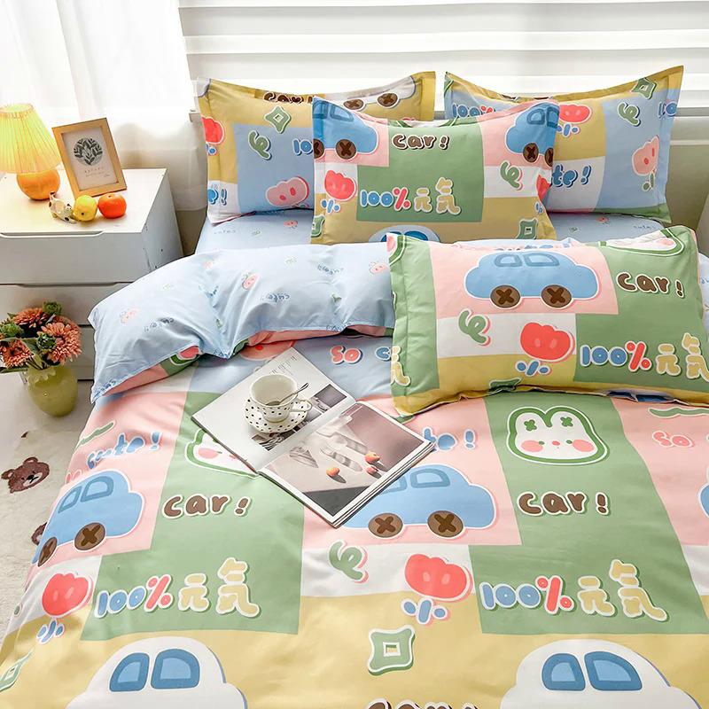 Product Introduction of EGW spring bedding set 3PCs cartoon Boys Girls bed linen Grey Lion pink bear pillowcase printed home linen for children kids 37