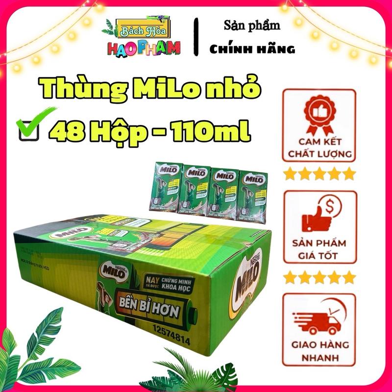 Thùng Sữa Milo Lúa Mạch (Thùng Hộp Nhỏ), Thùng 48 Hộp - 110ml, Bao Bì Mới Date Mới