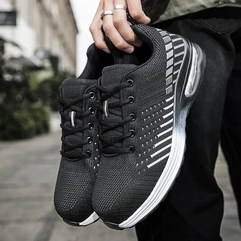 Giày Bảo Hộ Lao Động, Flyknit, Thoáng Khí, Chống Va Đập, Bảo Vệ Ngón Chân Thép Cho Nam, Thời Trang Và Dễ Phối Đồ, Nhẹ, Thích Hợp Đi Làm, Bảo Vệ An Toàn 1