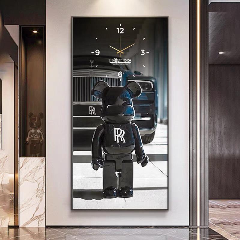 Tranh Đồng Hồ Gấu Bearbrick Kaws Tráng Gương Tranh Phòng Khách Đồng Hồ Treo Tường Tranh Phòng Ngủ Shop Quần Áo Quà Tặng Tân Gia