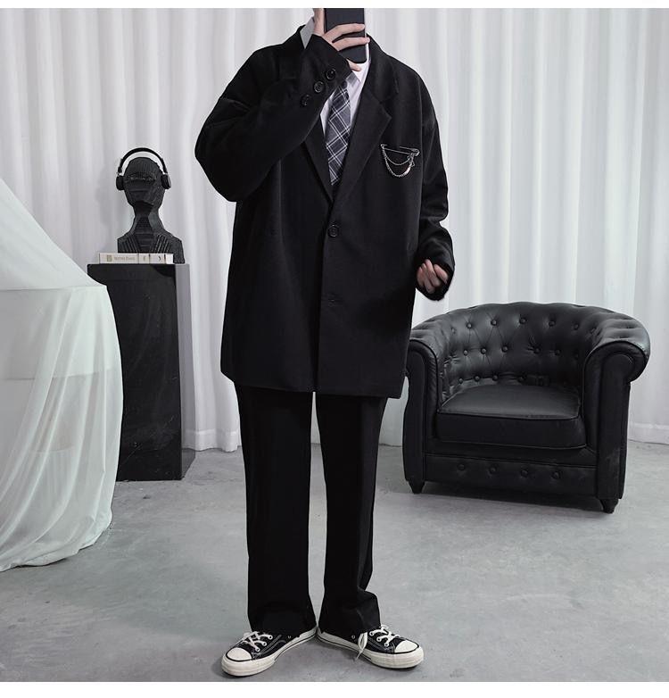 Product Introduction of 【Women in suits】Western Coat Men's 2024 New Korean Style Fashionable Loose All-Match Student Class Clothes DK Uniform Men's College Style JK Suit 12