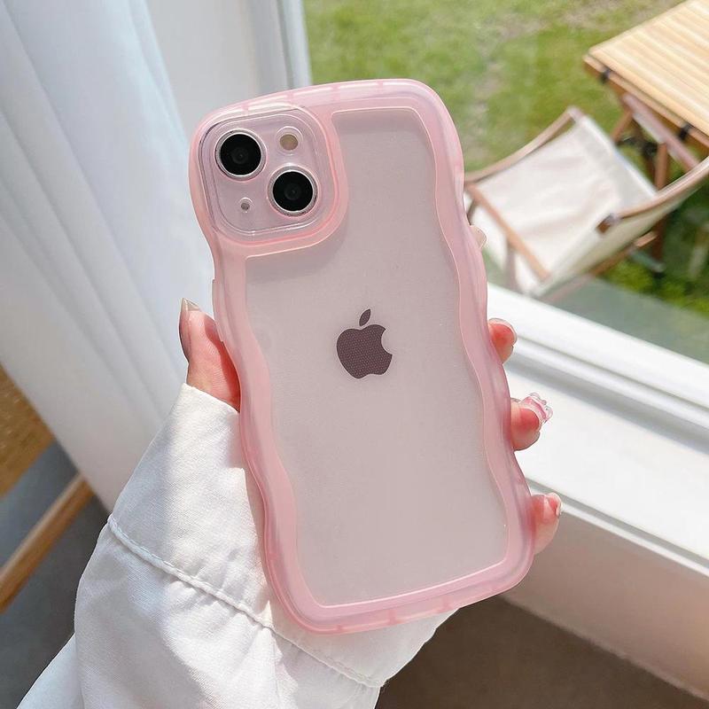 Product Introduction of for iPhone 15 14 13 12 11 Pro Max Mini XS SE 7 8 Plus Case Cute Transparent Curly Wave Hybrid Shockproof Bumper Cover Soft Funda 4