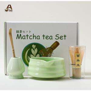 ชุดชามมัทฉะพรีเมี่ยม 4 ชิ้น AiyoCha ดีไซน์มินิมอล สไตล์ญี่ปุ่น พร้อมรางเทและเครื่องตีมัทฉะไม้ไผ่ กล่องหลากสี ชุดใหม่ล่าสุด แบรนด์หรูเรียบง่าย matcha  set  kit