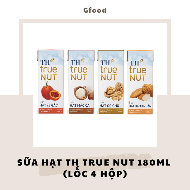 TH True Nut Sữa Hạt Hạnh Nhân Óc Chó Mắc Ca Hạt & Gấc Hạt & Nghệ Lốc 4 Hộp 180ml