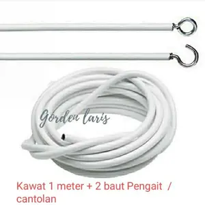 Kawat Gorden Dan Hook Tempel Gorden Kolong Dapur Variasi Kawat 10 cm 50 cm 1 Meter Hook Tempel Untuk Pemasangan Gorden Kolong Dapur