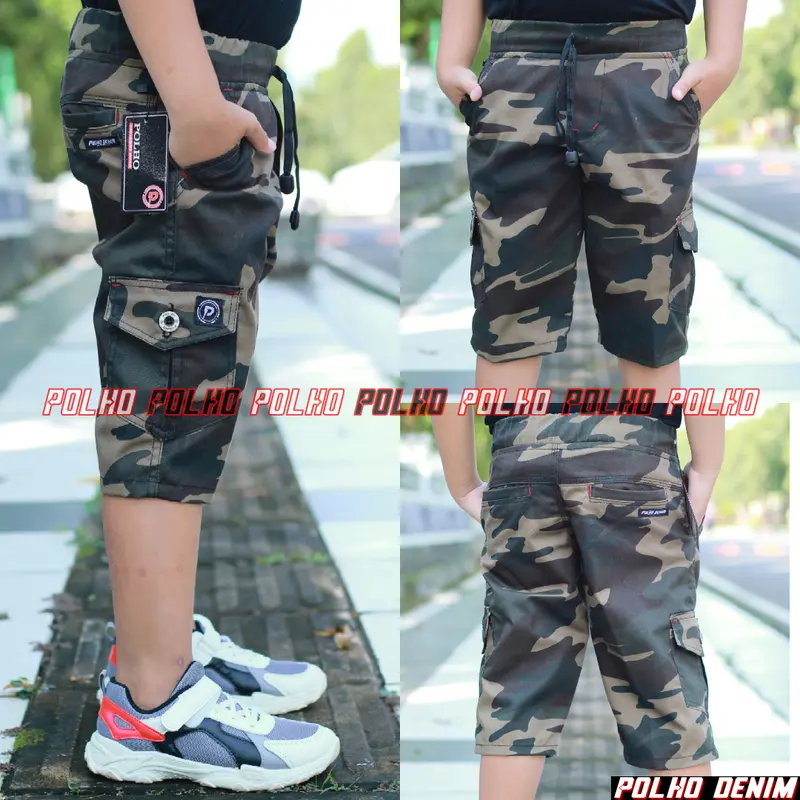 Celana Anak Cargo Doreng Pendek 5-12 tahun by POLHO DENIM 4