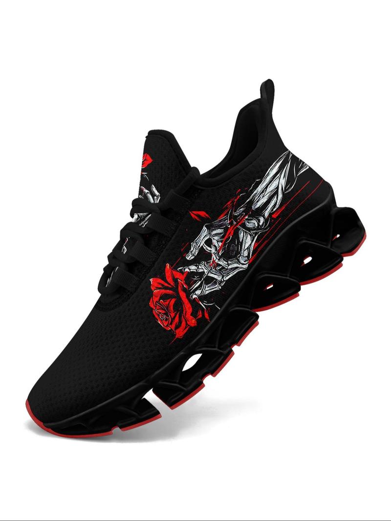 Product Introduction of Men's Eagle Print Lace Up Low Top Sneakers, Casual Comfortable Breathable Sports Running Shoes, Male All-match Round Toe Shoes for Daily Wear 5